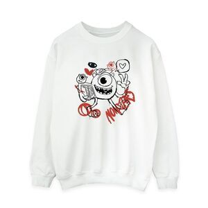 Monsters Inc Womens/Ladies Mike Graffiti Sweatshirt / White